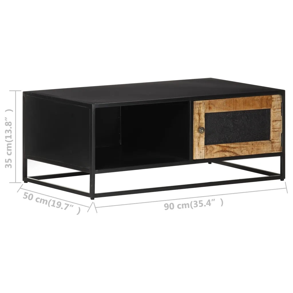 Tavolino da Salotto-Tavolino da soggiorno-Tavolo 90x50x35 cm in Legno di Mango Grezzo