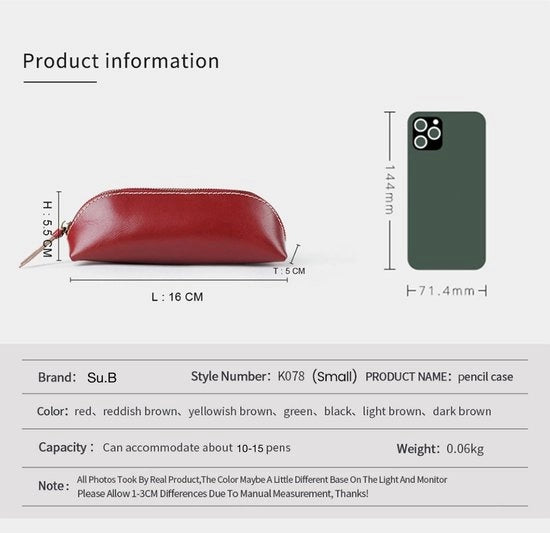 Etui in gomma vegetale per matite - contenitore per 10-15 matite - borsa per trucco nera