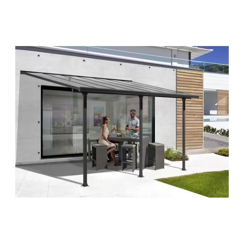 Tettoia addossata in alluminio 418x307 cm – Pergola con copertura in policarbonato anti-UV 6 mm – Struttura alluminio – TT3042AL Foresta