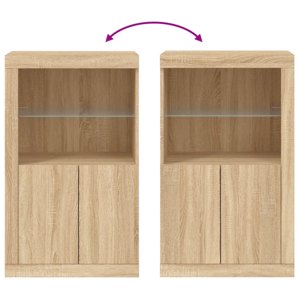 Mobile laterale con pratica illuminazione a LED contenitore 60,5 x 37 x 100 cm legno composito rovere Sonoma 02_0049358