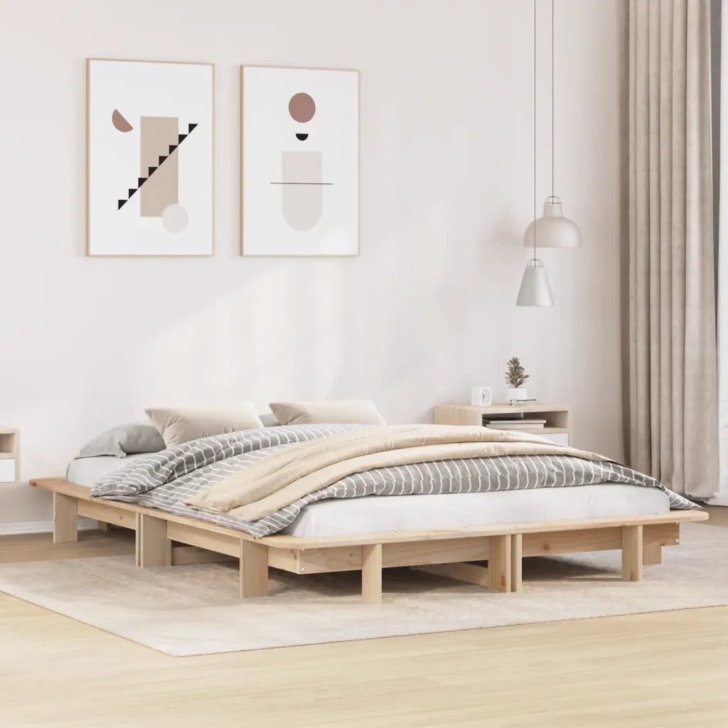 Letto matrimoniale | Letto per adulti | Letto senza Materasso 120x200 cm in Legno Massello di Pino
