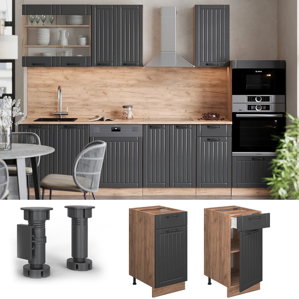 Vicco Mobiletto base per cucina Grigio scuro 40 cm senza piano di lavoro