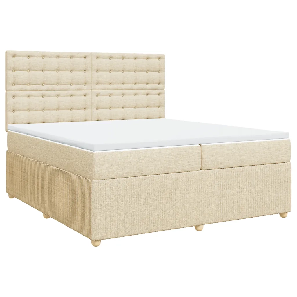 Giroletto a Molle con Materasso Crema 200x200 cm in Tessuto