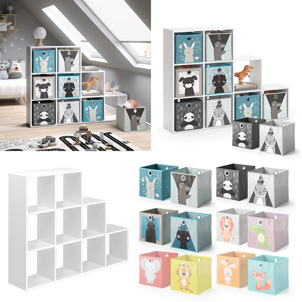 Vicco Libreria bambini Bianco 142.4 x 107.8 cm con 8 scatole pieghevoli