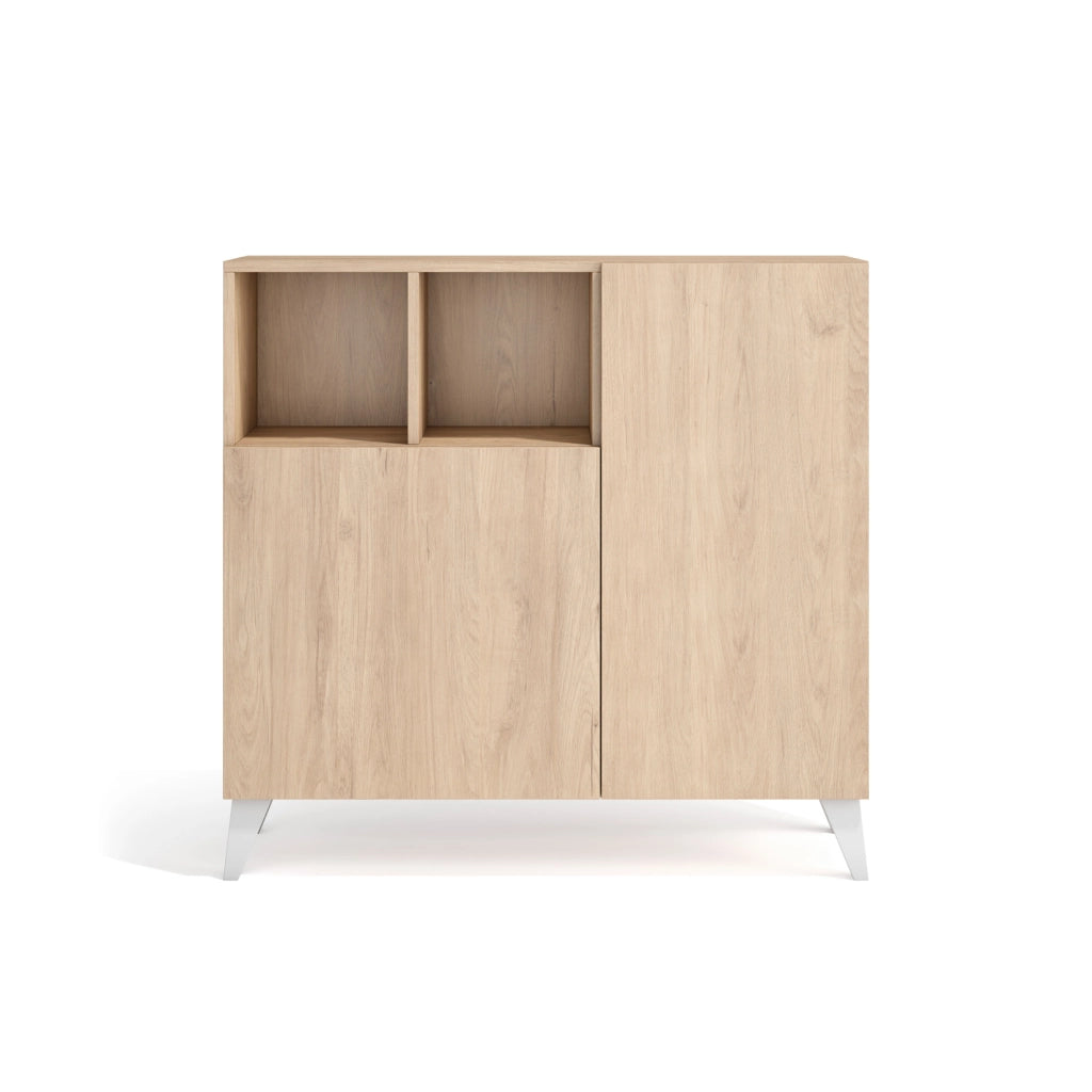 Scarpiera Herdasa effetto rovere chiaro gambe bianche 87x90x27