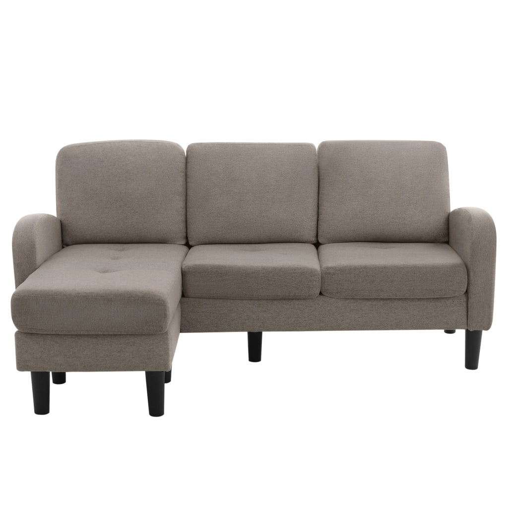 Divano angolare reversibile a 3 posti con chaise longue, design modulare, tessuto traspirante e schiuma, Antique Dark Grey