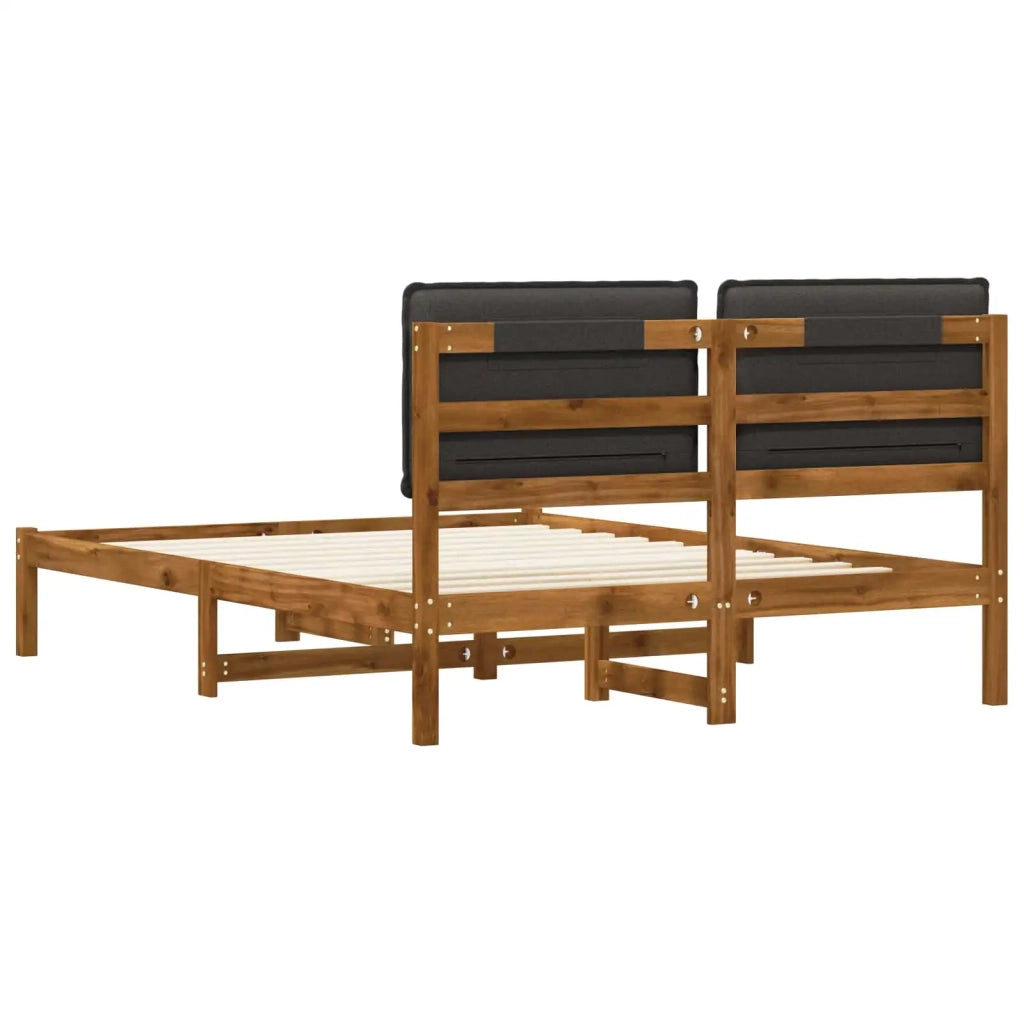 Letto con Testiera Rivestita Naturale e Grigio Scuro 903905