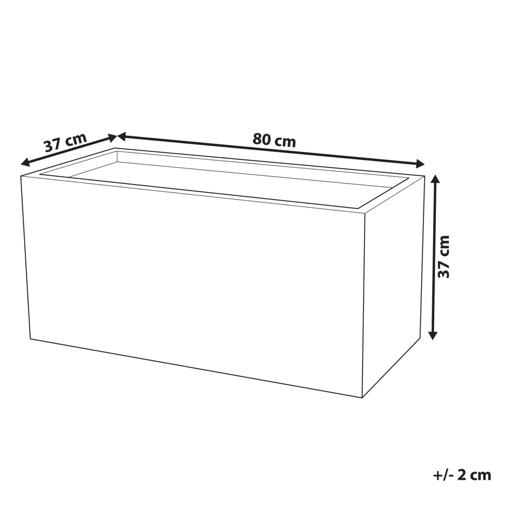 Vaso per piante in fibra di argilla bianca 80 x 37 x 38 cm Fioriera rettangolare per interni ed esterni
