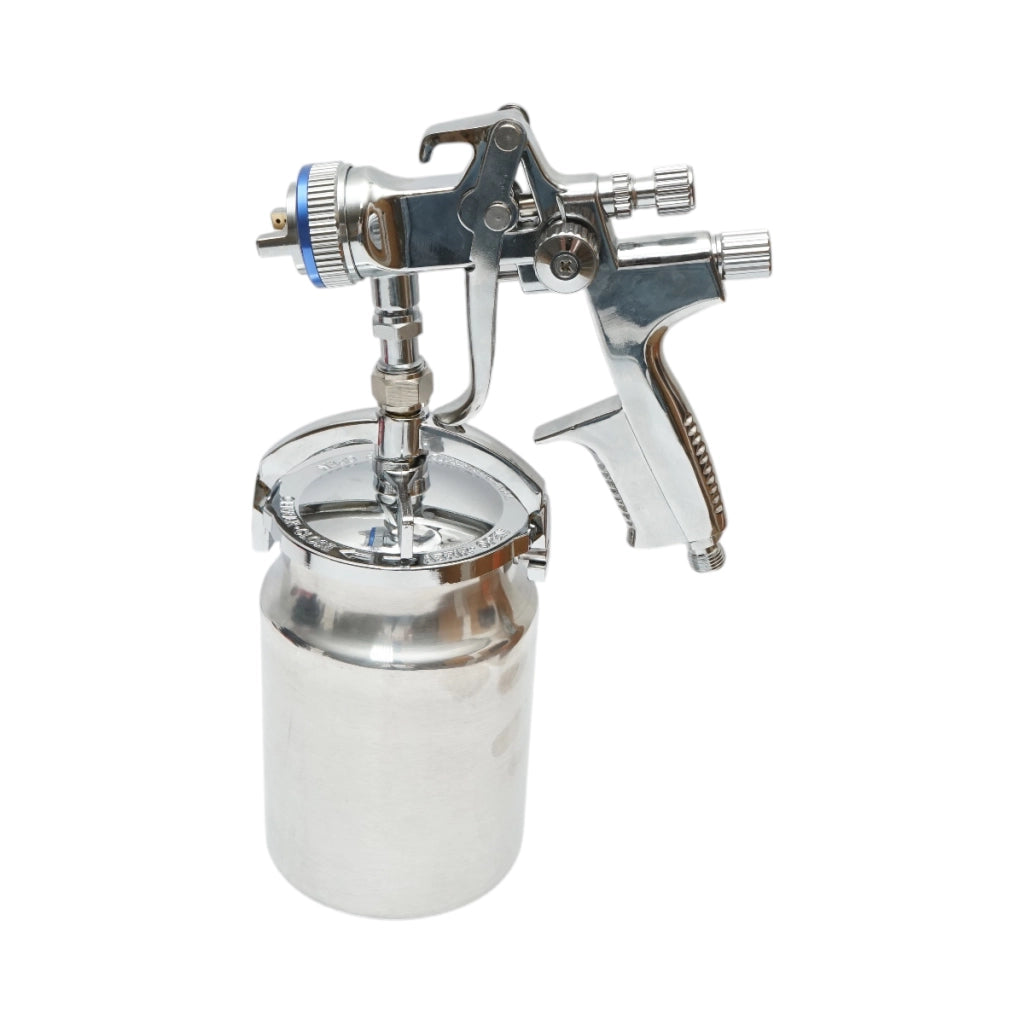 Pistola ad aria compressa per verniciatura a spruzzo, capacità 1000 ml, ugello 1,4 mm, portata 200 ml/min, pressione massima 4 bar. Breckner Germany
