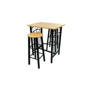 Set Tavolo da Pranzo / Bar e Sedie in Legno e Acciaio Marrone CFW7294474