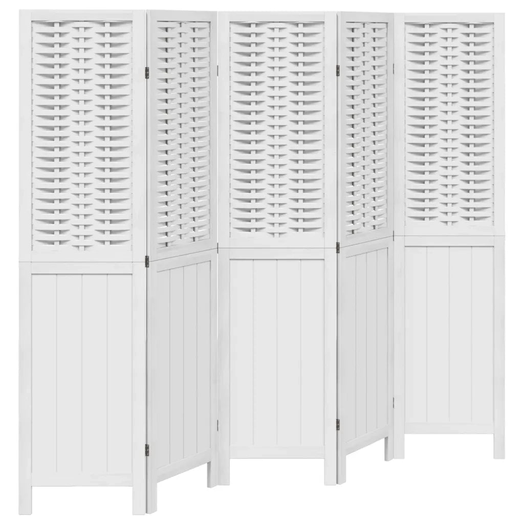 Divisorio Ambienti | Divider per stanze | Paravento 5Pannelli Bianco Legno Massello di Paulownia