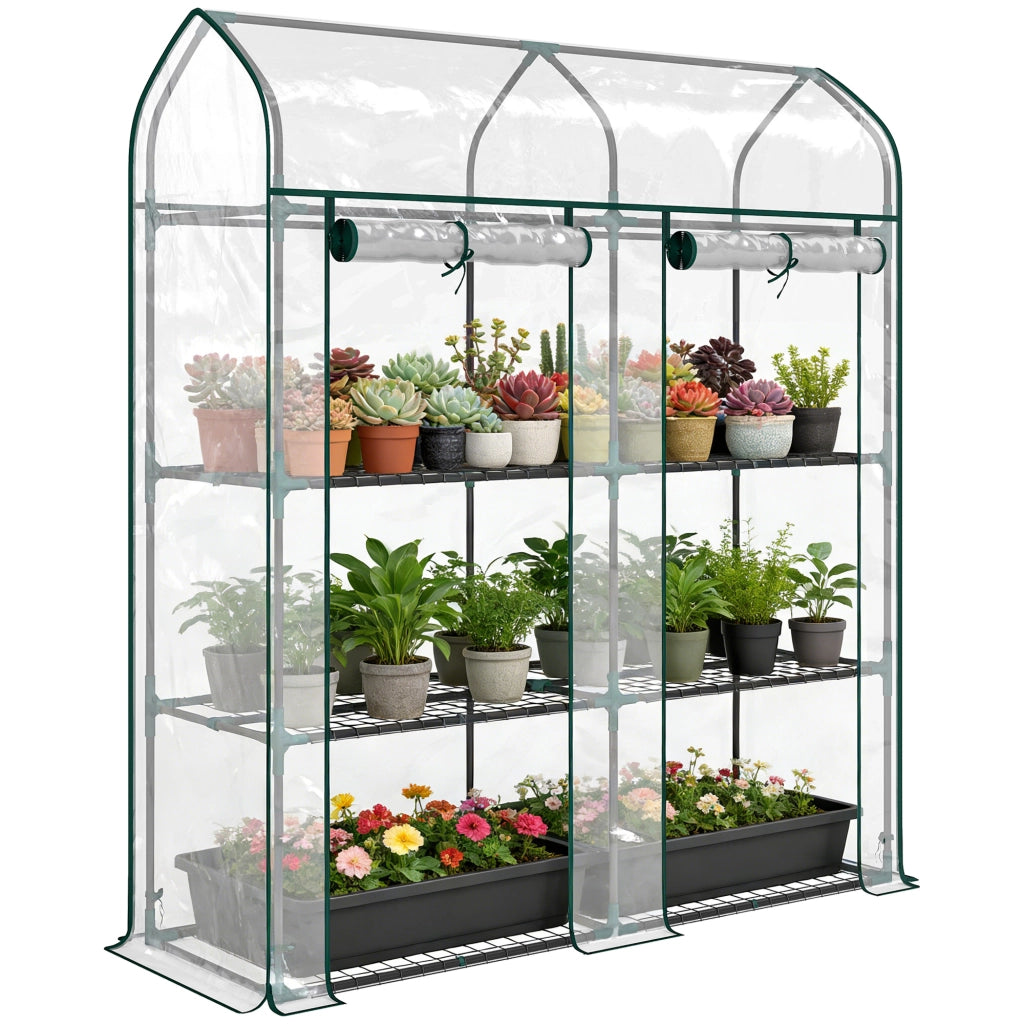 Serra 3 Livelli 2 Porte Avvolgibili ¨C zephmum ¨C Acciaio Plastica 143x46x165 cm