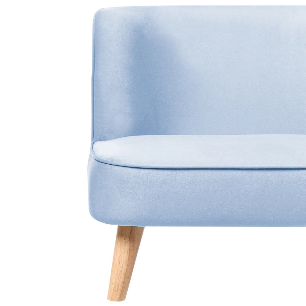 Divano per bambini rivestito in velluto senza braccioli azzurro per bambini piccoli stile moderno