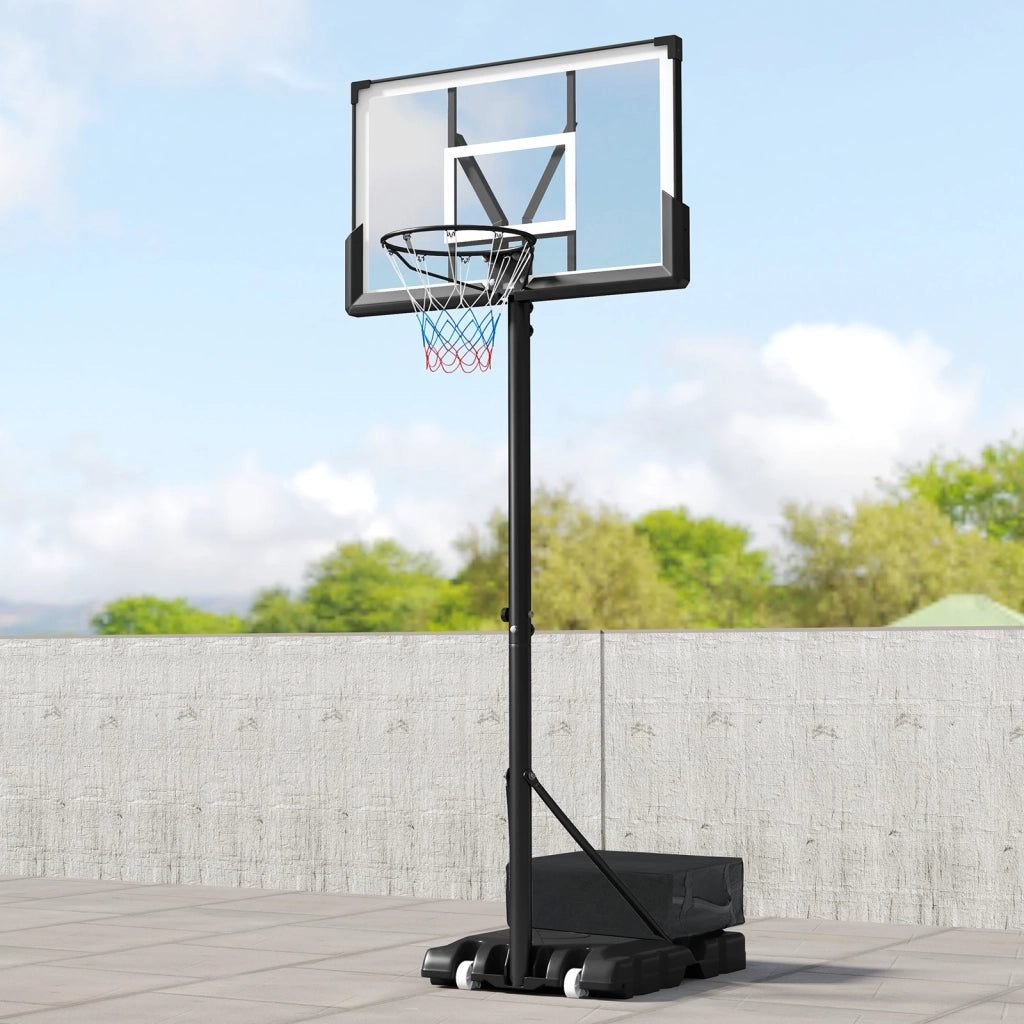Canestro da basket portatile regolabile 4.1-10 ft per esterno e interno con ruote e base zavorrabile