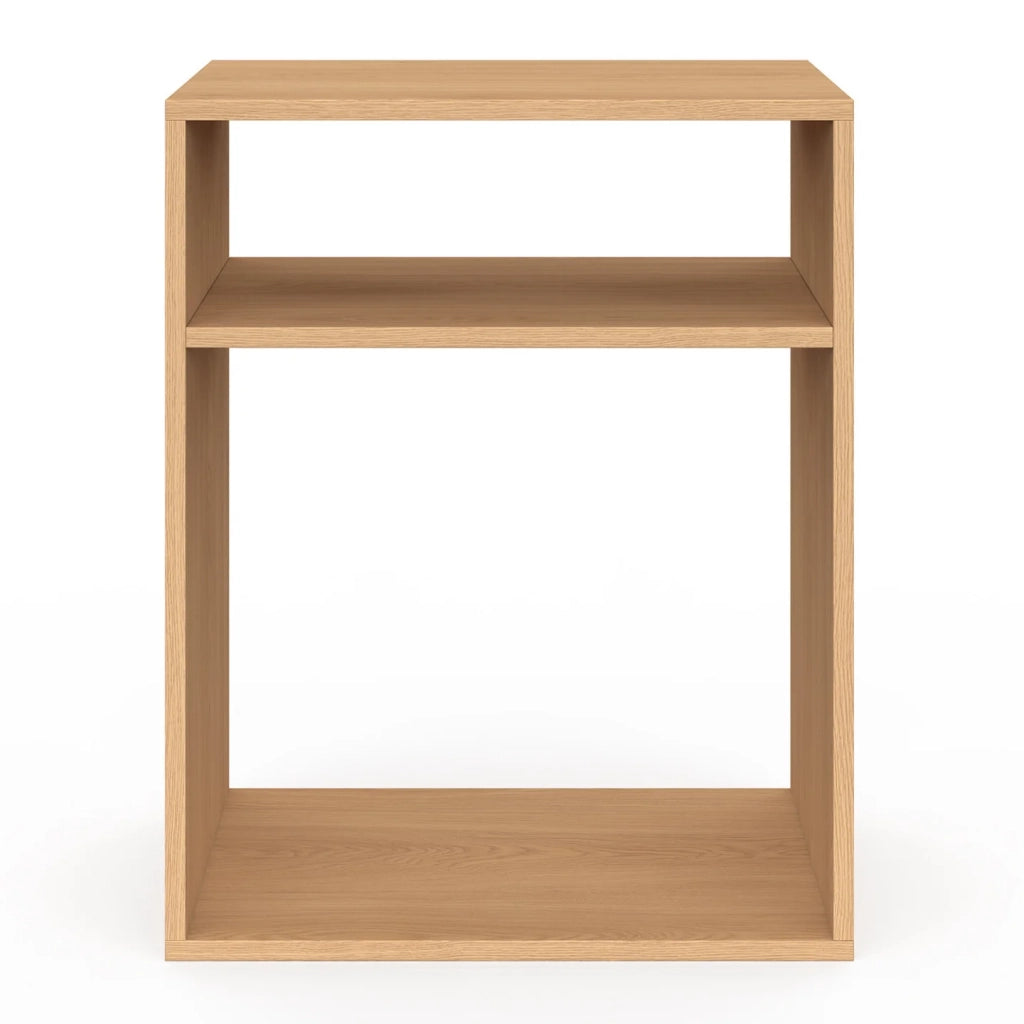 IDMarket - Set di 2 comodini NORA con contenitori a giorno in legno a doghe