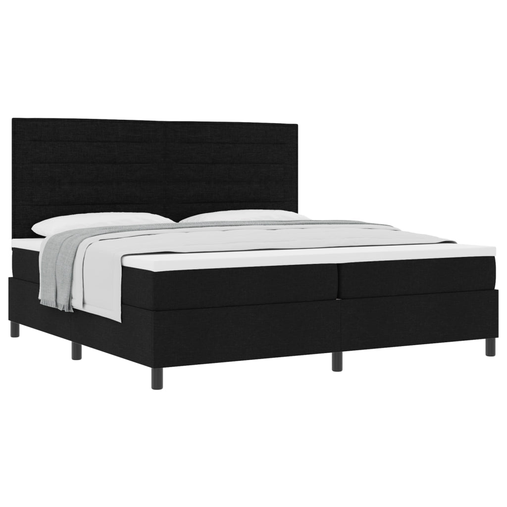 Letto con Box Spring e Materasso Nero 200x200 cm in Tessuto
