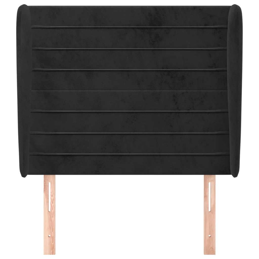 Testiera ad Orecchio Nera 93x23x118/128 cm in Velluto 3118134
