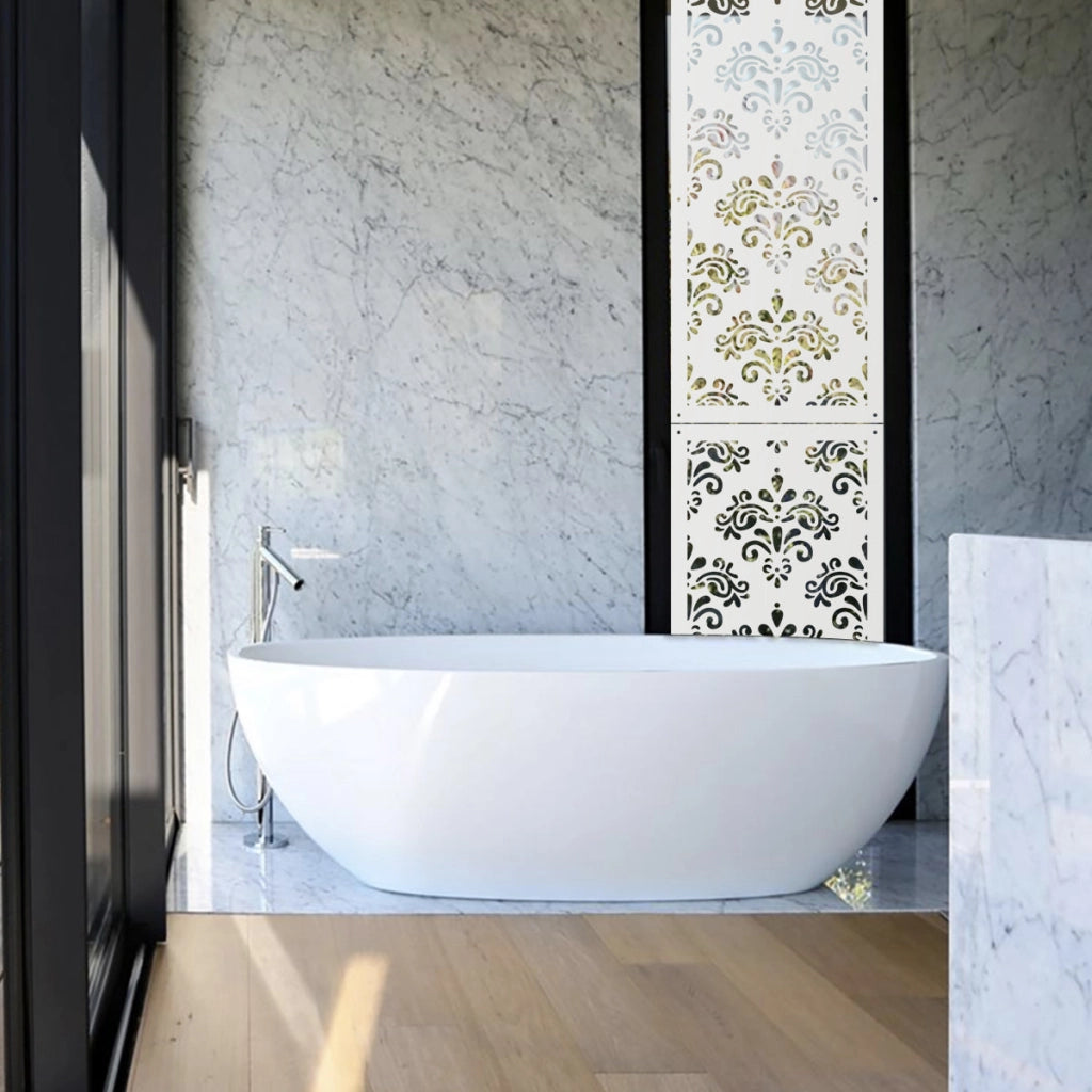 DAMASCO - Pannello in PVC traforato - Parasole Misura: 73x148 cm, Colore: bianco