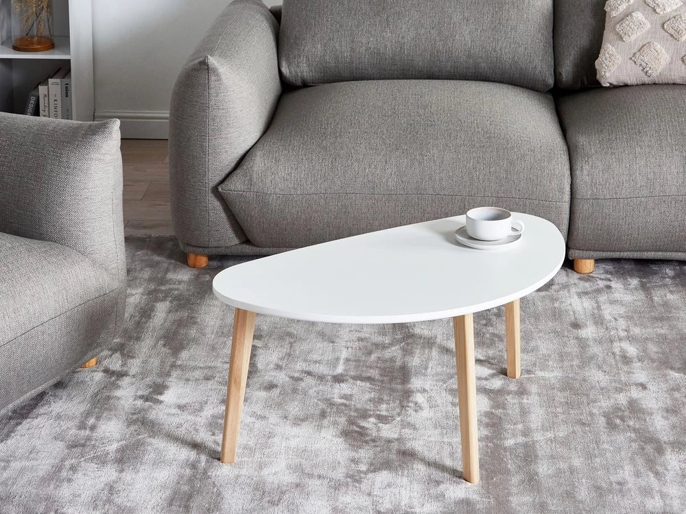 Tavolino da caffè gambe in legno di pino bianco piano in MDF stile scandinavo soggiorno