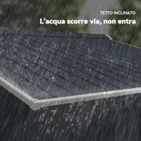 Casetta in Acciaio con Fondazione, 4 Prese d'Aria e 2 Porte Scorrevoli, 277x195x192 cm, Grigio Scuro