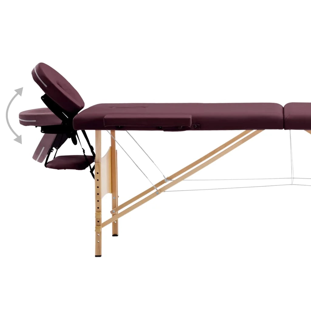 Lettino da massaggio pieghevole 2 sezioni legno viola vino 02_0001819