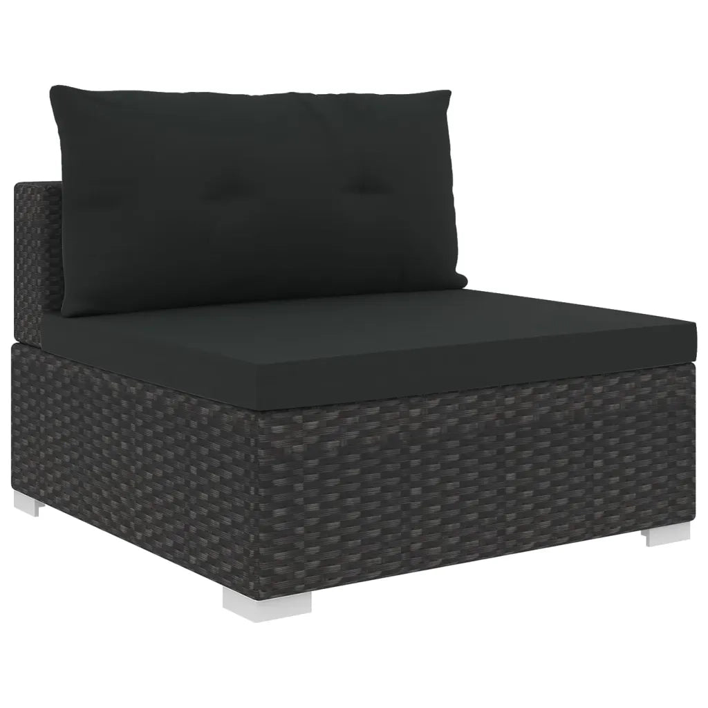 Set Divani da Giardino 10 pz con Cuscini in Polyrattan Nero 46756