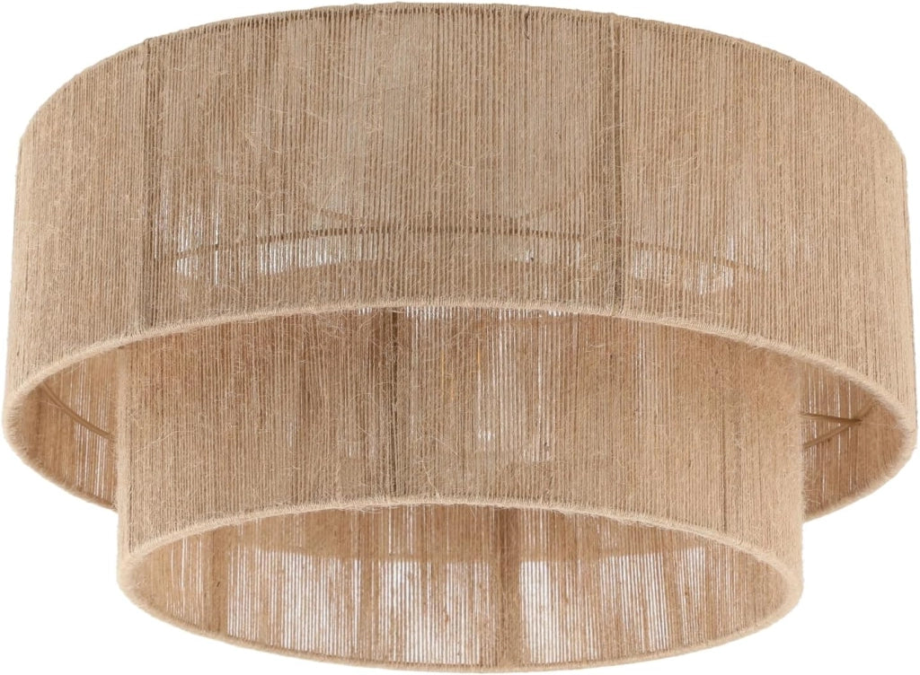 ZMH Lampada da soffitto retrò gialla E27 in corda iuta naturale per camera letto soggiorno cucina senza lampadina