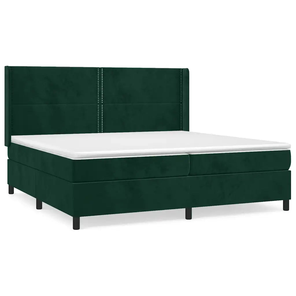 Giroletto a Molle con Materasso Verde Scuro 200x200 cm Velluto cod mxl 32487