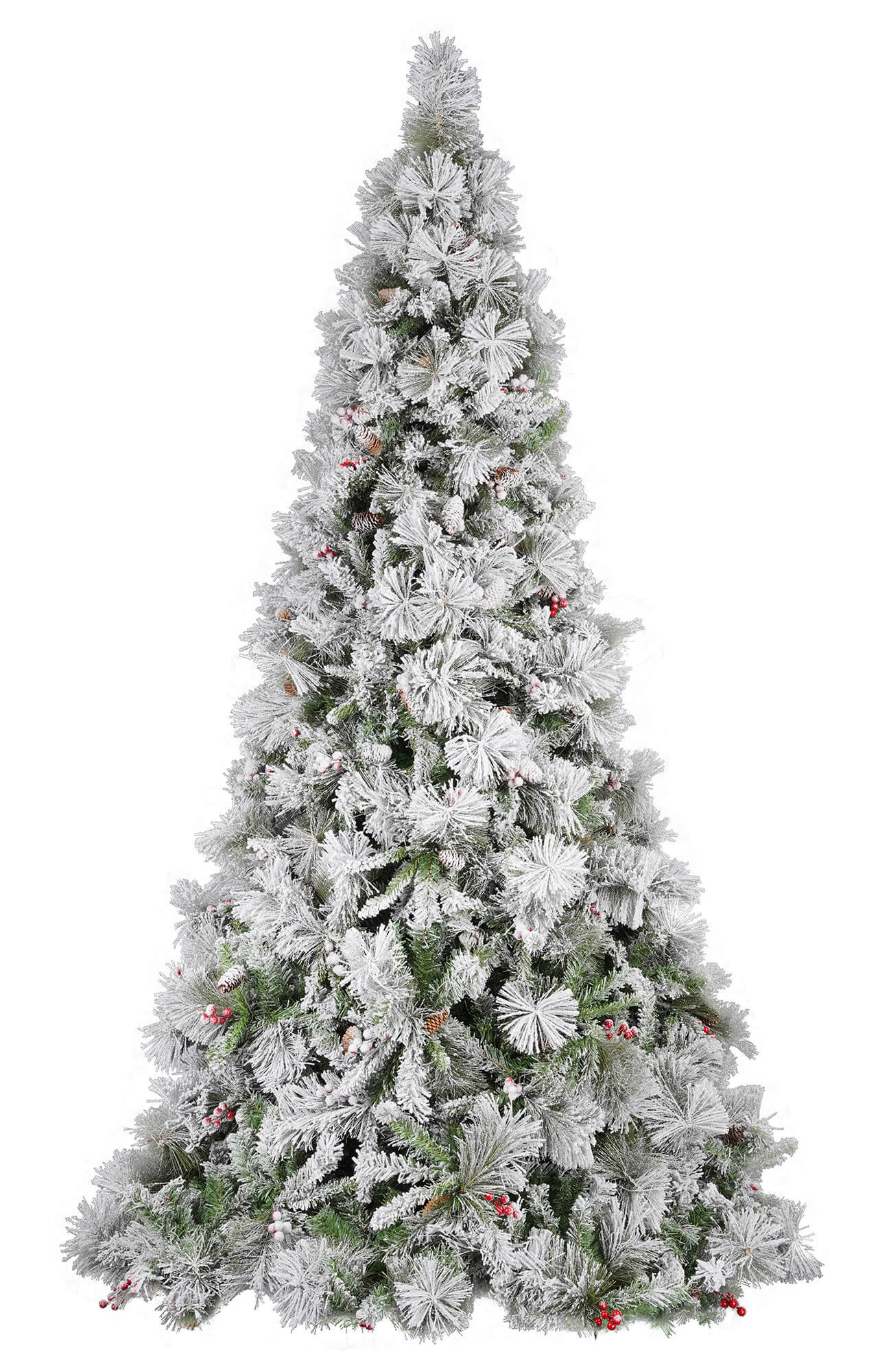 Albero di Natale Artificiale Innevato 210 cm 61 Rami Argentato delle Murge Verde