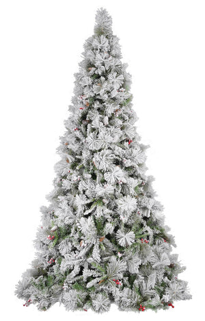 Albero di Natale Artificiale Innevato 210 cm 61 Rami Argentato delle Murge Verde