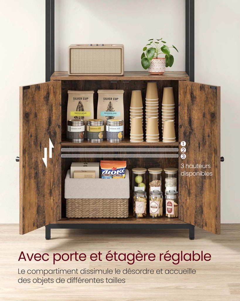 Libreria verticale a 6 ripiani con anta struttura in metallo ripiani regolabili 24 x 60 x 159,5 cm per soggiorno/camera da letto marrone 12_0004285