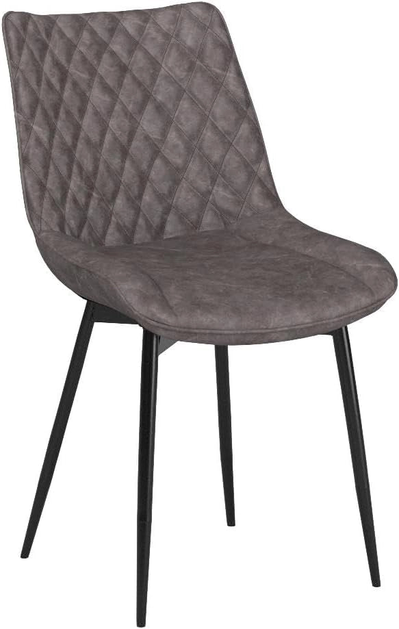set di 2 sedie sala da pranzo sedie cucina moderne sedie imbottite Adatte per Sala Pranzo, Soggiorno, Camera da Letto Estetica in Ecopelle Grigio scuro Metallo BH210dgr-2