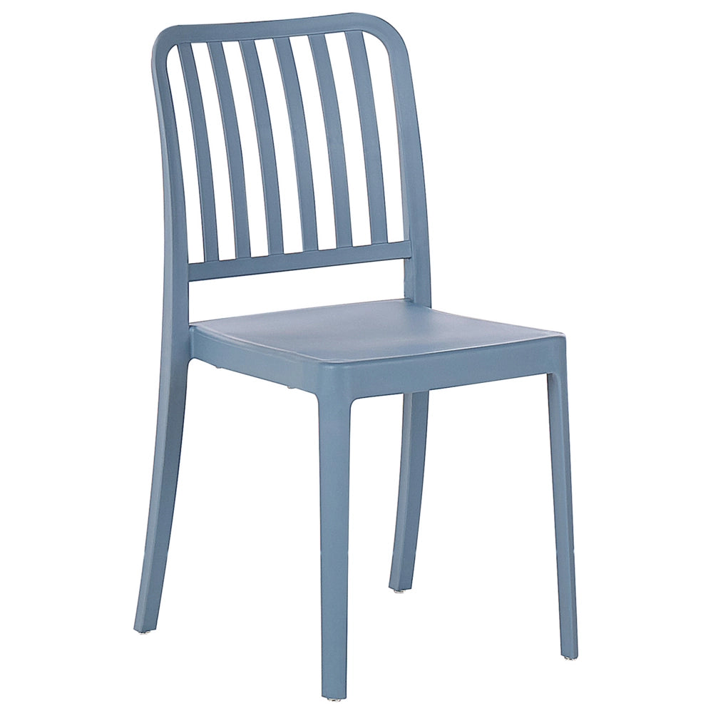 Set di 4 sedie da giardino in plastica blu impilabili leggere per interni ed esterni resistenti agli agenti atmosferici