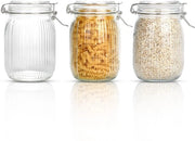 Set di 3 contenitori in vetro con coperchio - contenitori in vetro ermetici per conservazione - 1 litro