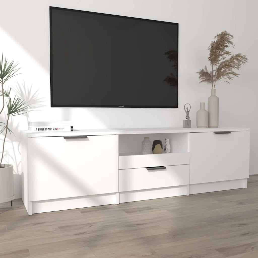 Mobile TV Bianco 140x35x40 cm in Legno Massello 811448