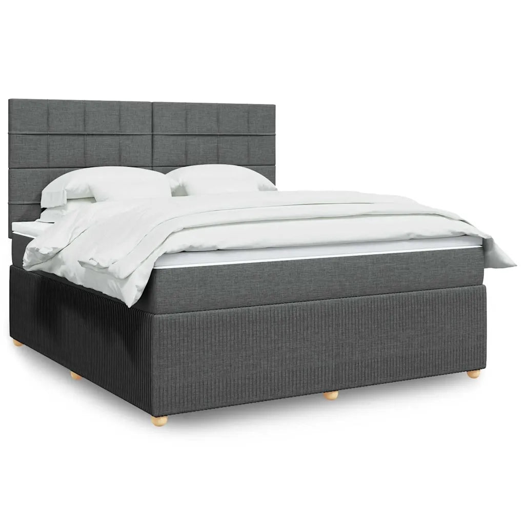 Giroletto a Molle con Materasso Grigio Scuro 180x200 cm Tessuto