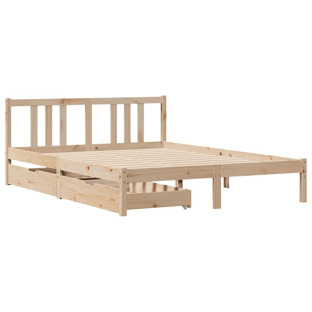 Letto senza Materasso 135x190 cm in Legno Massello di Pino 3301626