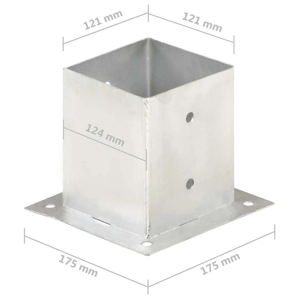 Post Anchors, 4 Pieces, Galvanized Metal, 121 Mm