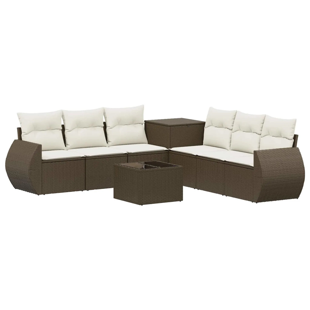 Set di divani 8 pz Marrone e Bianco Crema 3448434