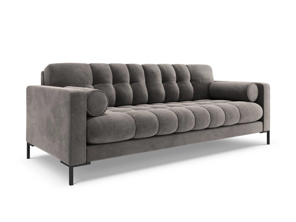 Cosmopolitan Design - Divano "Bali" 4 posti in velluto grigio chiaro 