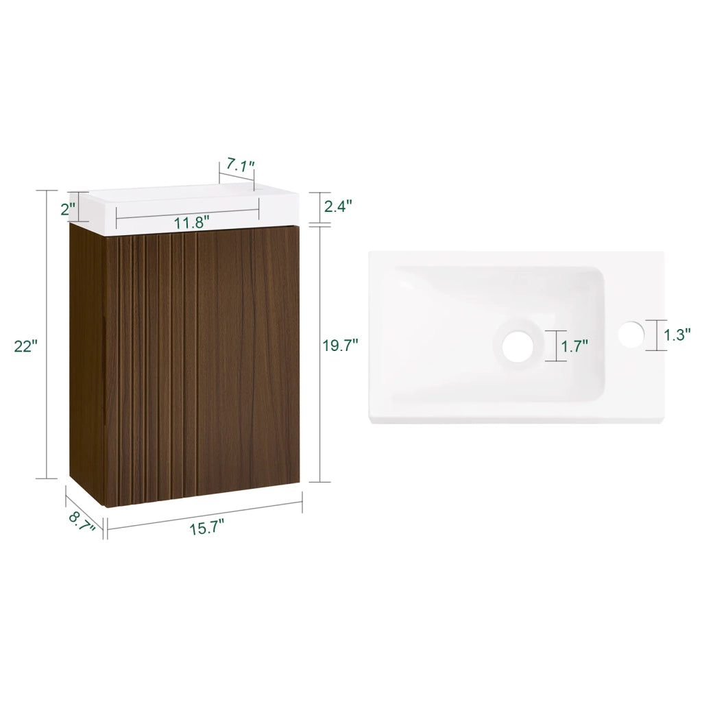 SoBuy Mobile Sottolavabo con 1 Anta, Armadietto Bagno, Mobile Sospeso con Lavabo, Mobiletto Salvaspazio, Marrone, 40x22x56 cm BZR196-BR