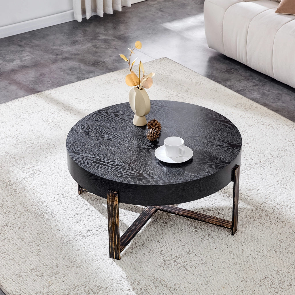 Tavolino da caffè rotondo Ø68 cm in MDF e metallo