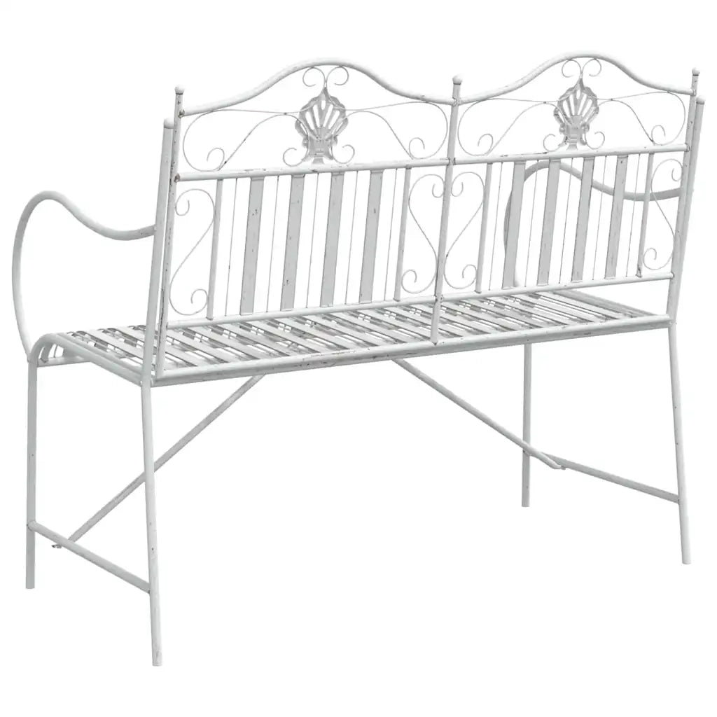 Panchina da giardino Bianco Antico 103,5 x 59 x 89 cm Acciaio 42008118