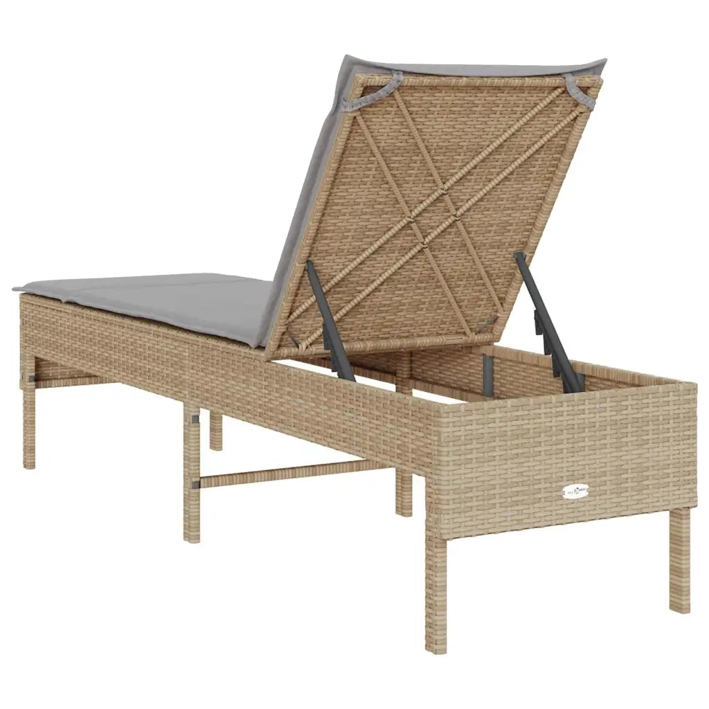 Lettino Prendisole con Cuscini Beige 55x200x44 cm in Polyrattan 4104103