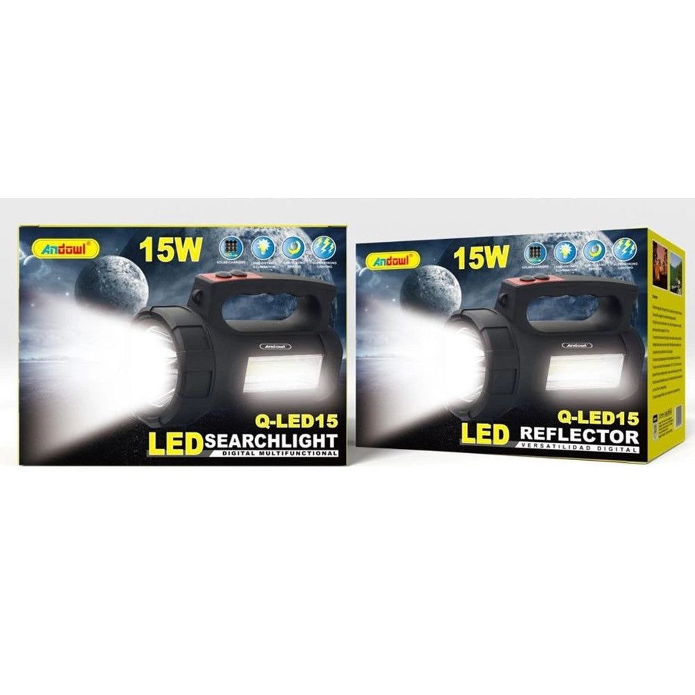Trade Shop - Torcia Faretto Portatile A Led Ricaricabile Proiettore Digitale Multifunzione 15w Q-led15 -