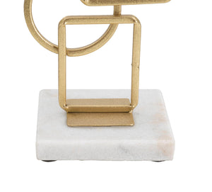 Portacandele Marie 13x10x31,5 cm in Ferro e Marmo Oro e Bianco