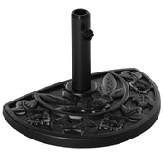 Base per Ombrellone Semicircolare da Giardino ¨C zephmum ¨C Nero HDPE Cemento Metallo ?50x32x32 cm