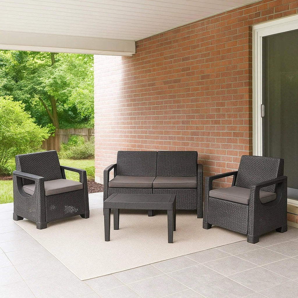 Salottino Outdoor Mioglia, set Salotto da Esterno 4 Posti Made in Italy, Grigio Antracite