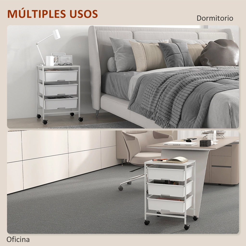 Carrello portautensili con 3 cestini ¨C Minimal ¨C 40,8x33,5x60,5 cm Bianco