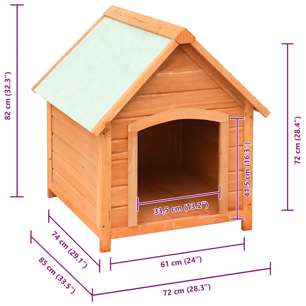 Cuccia per Cani in Legno Massello di Pino e Abete 72x85x82 cm CFW6789488